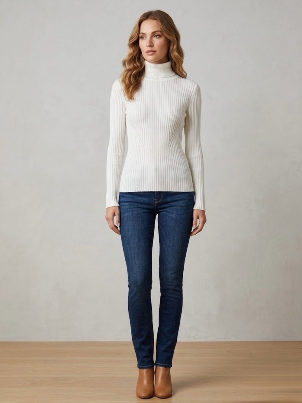 Off-White Ribbed Turtleneck Sweater